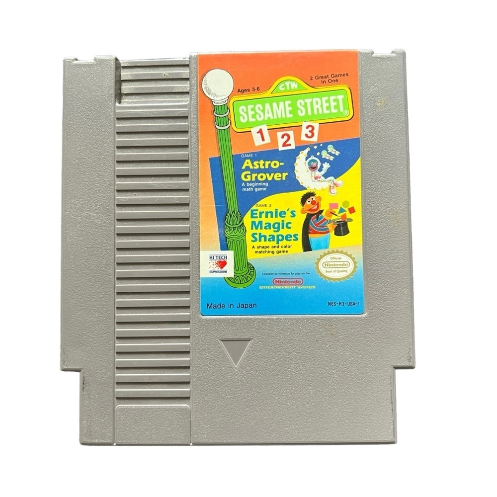 Vintage‎ Sesame Street 123 Astro-Grover Ernie's Magic Shapes Nintendo Game